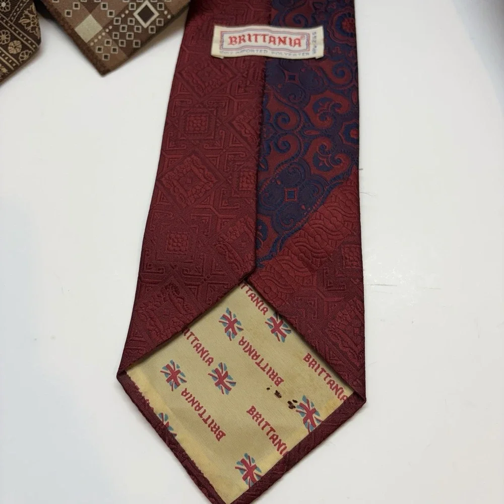 VINTAGE BRITTANIA Nordstrom Mens 1970s  Striped Print Neck Tie Retro Grandpa Lot